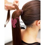 Extensie de par coada dreapta cu clema si arici 60 cm cod SI66F8613 Brunet cu Blond Deschis